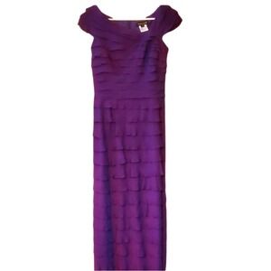 Tadashi‎ Shoji Silk Tiered Long Purple Gown Size 6